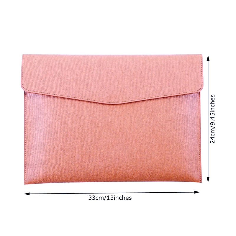 Enyuwlcm PU Leather A4 File Folder Document Holder Waterproof Portfolio Envelope Folder Case with Snap Closure Pink - Image 2